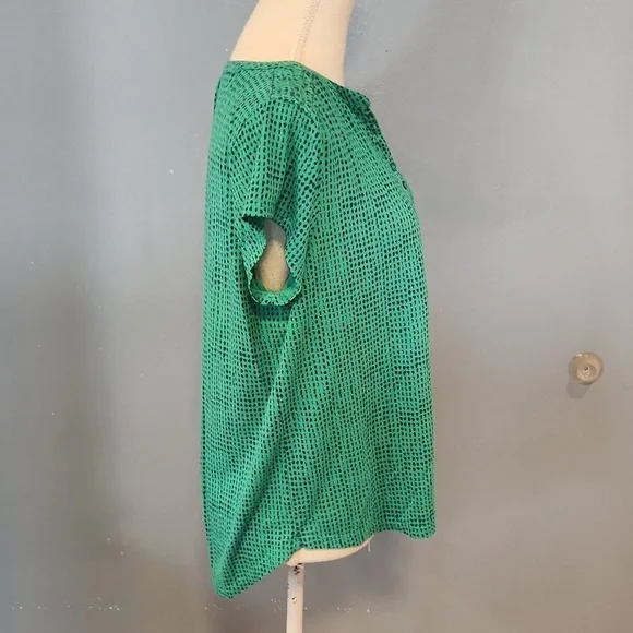 Liz Claiborne Petite Quarter Button Down Polka Dot High-low Hem Flowy Blouse Art - Picture 6 of 9